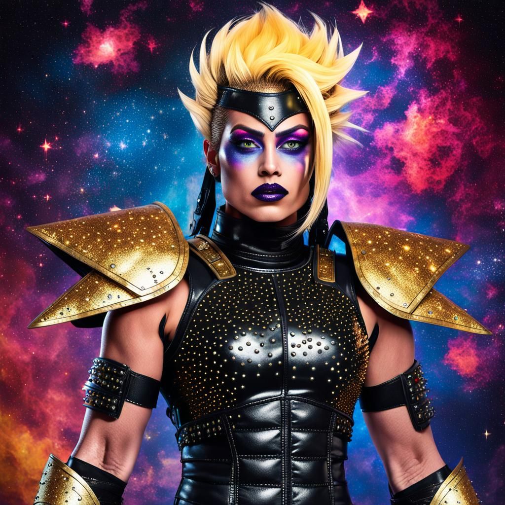 Goth Woman Warrior with Burning Aura