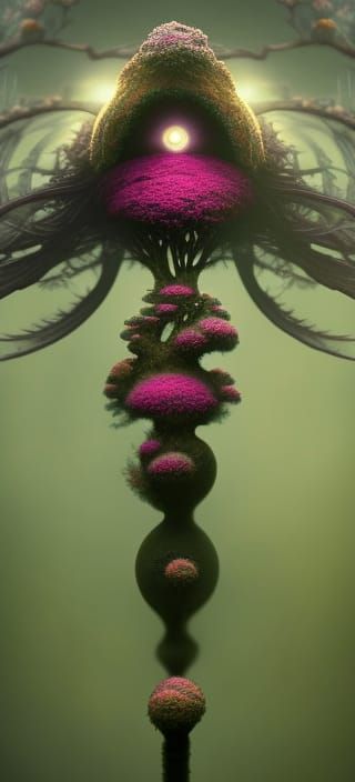 Surreal Humanoid Portrait with Dying Tree, Cyberpunk Art