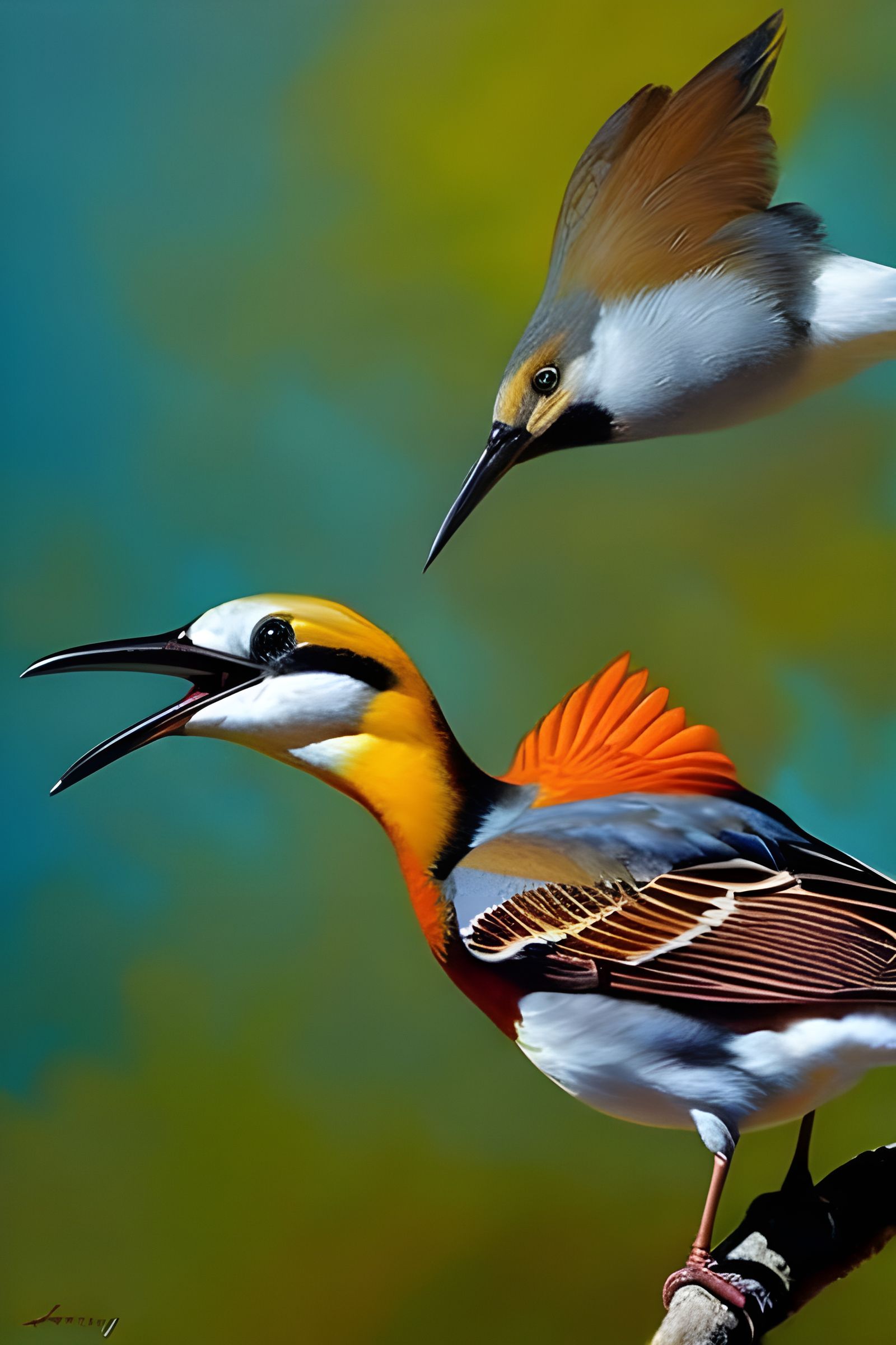 Birds in Oil Painting Style of Audubon and Gurney