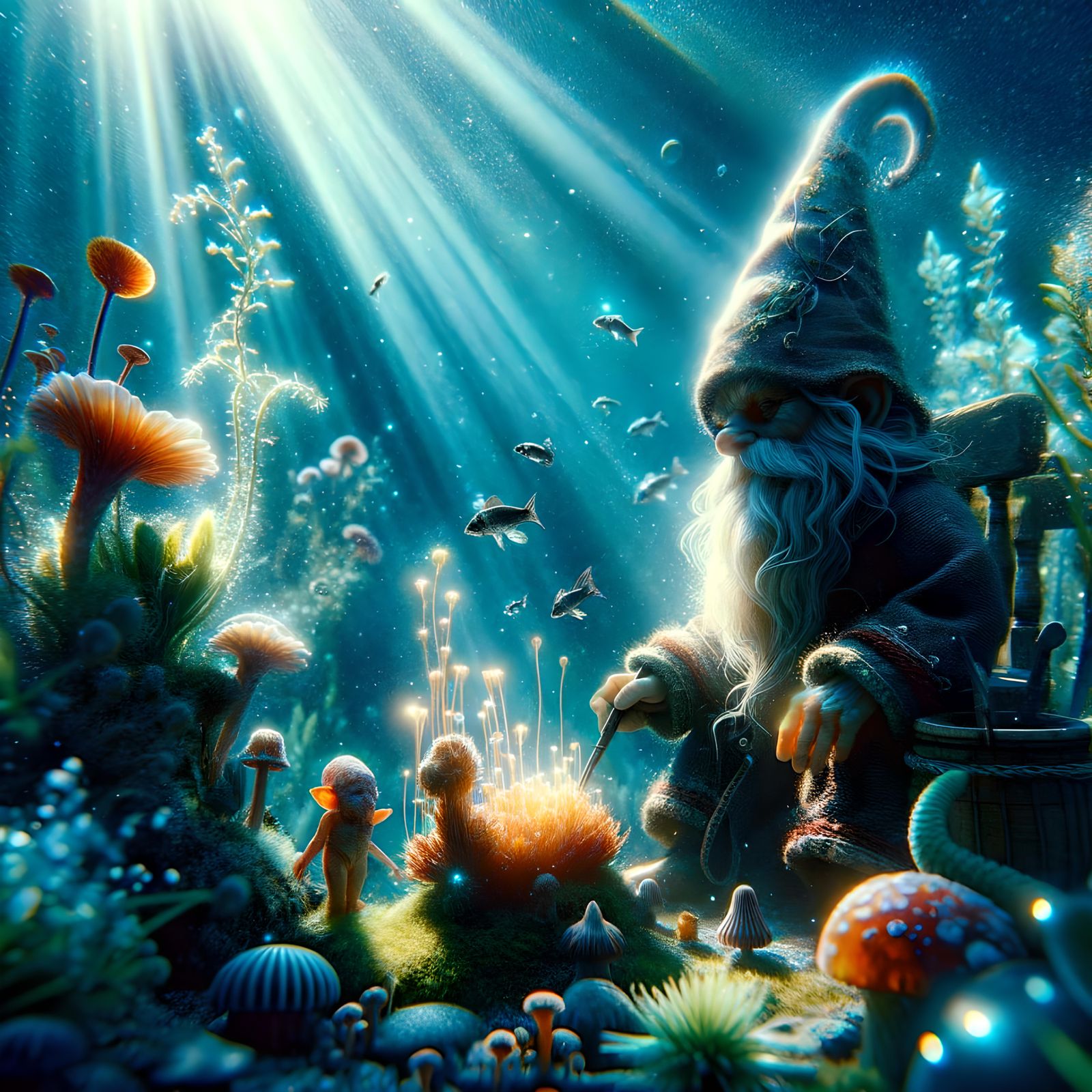 Eldritch Gnome in Underwater Garden