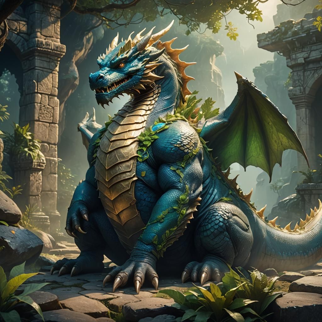 Fantasy Dragon Concept Art in Art Nouveau Style