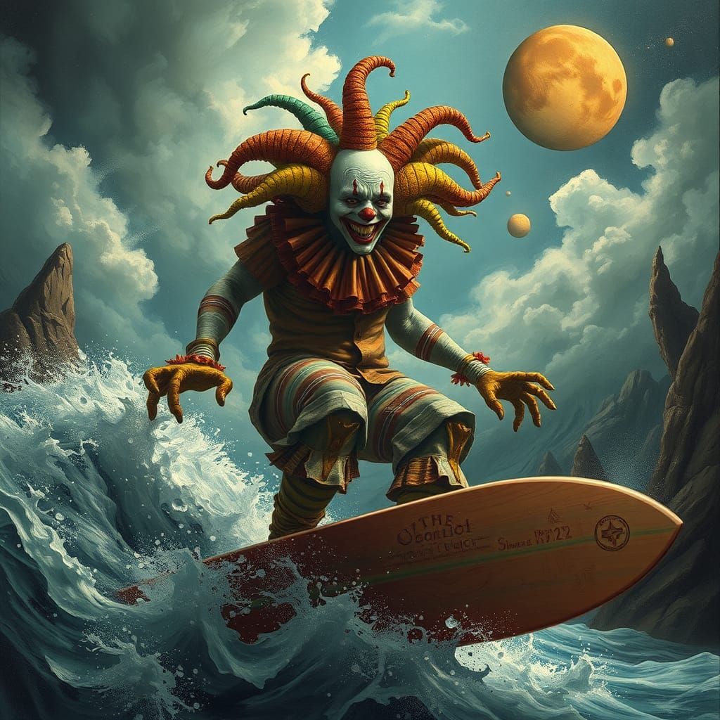 Clown Surfing Motherboard Apocalypse: Organic Surrealism