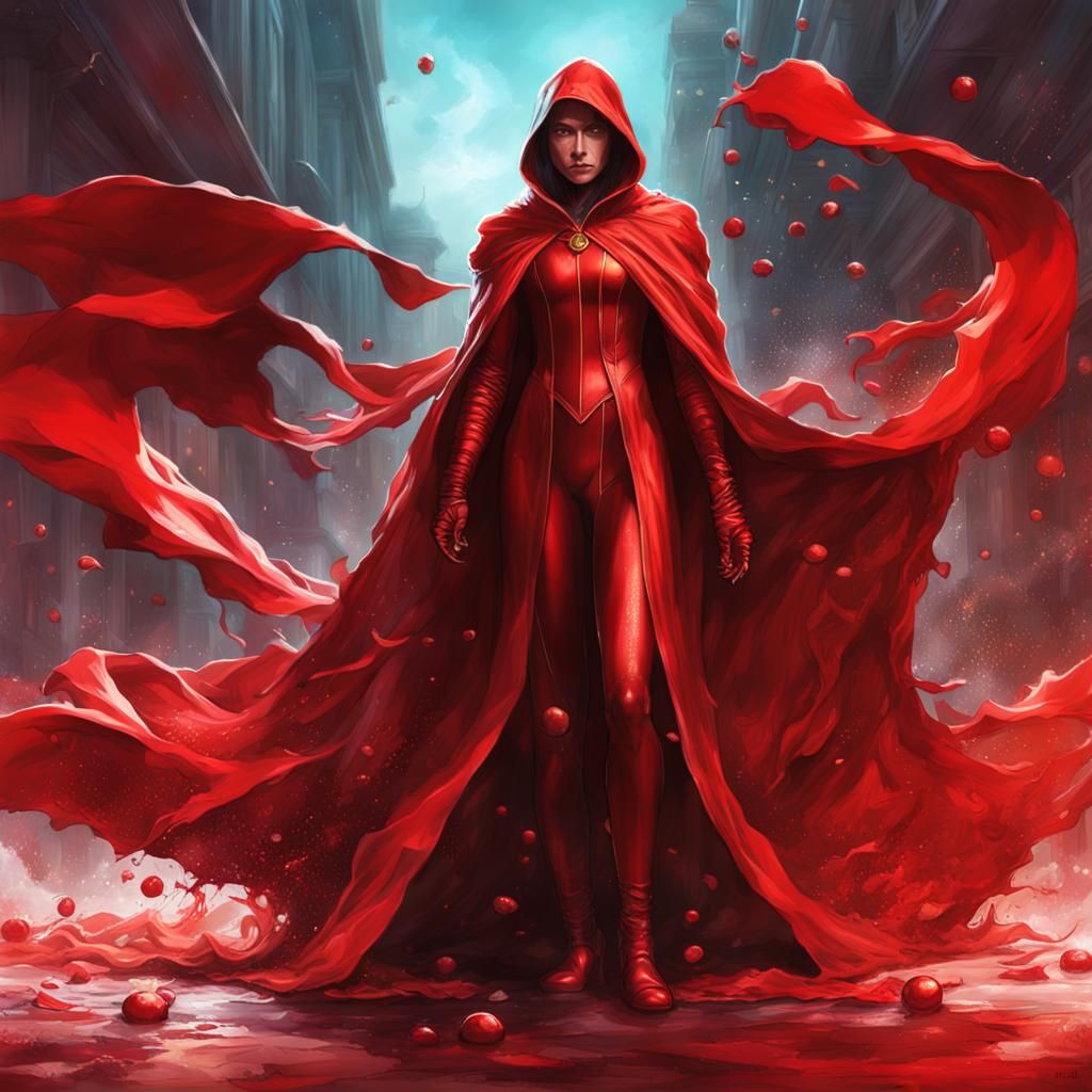 Hyperrealistic Villainess in Red with White Slime