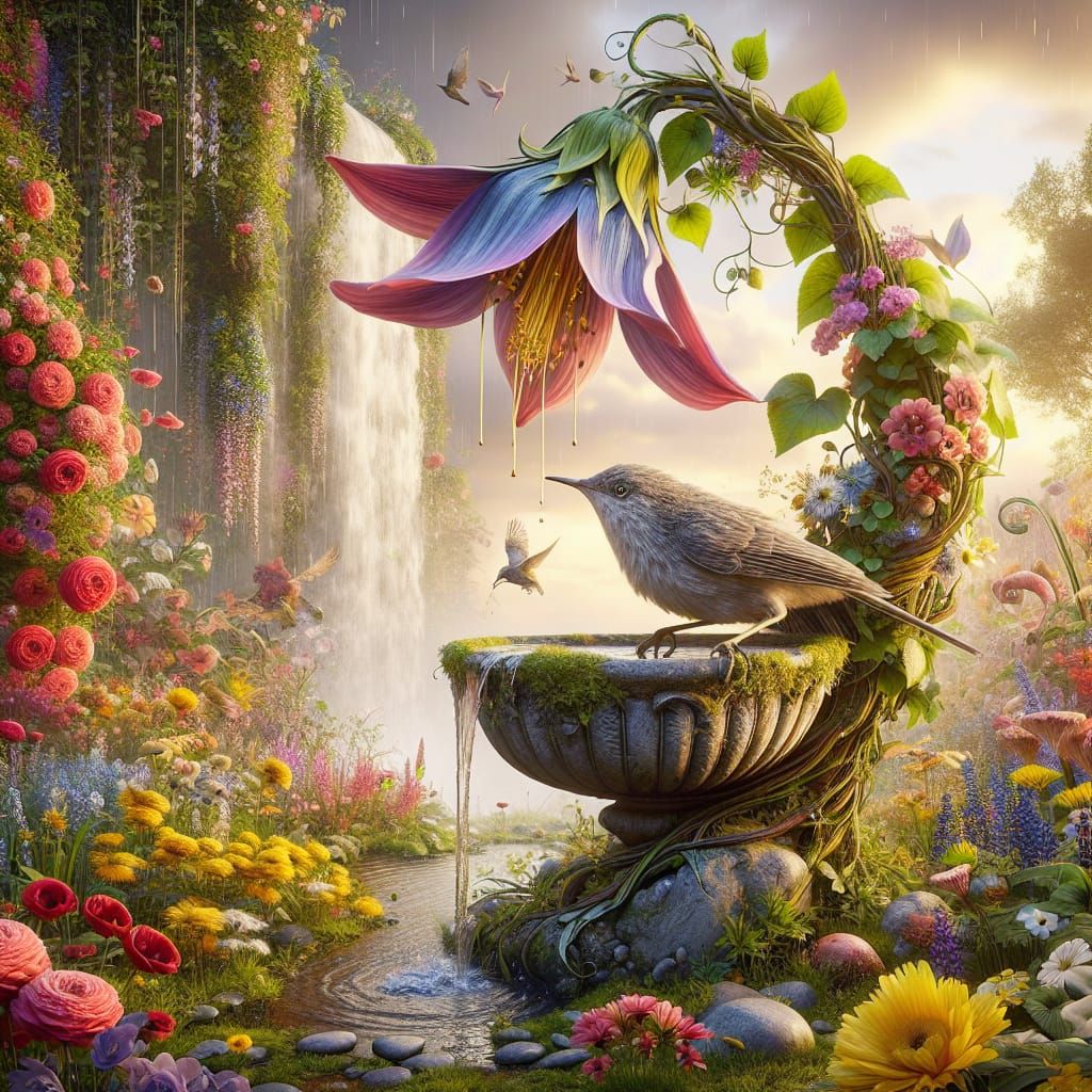 Nature Bird Spa Day in Romanticism Style