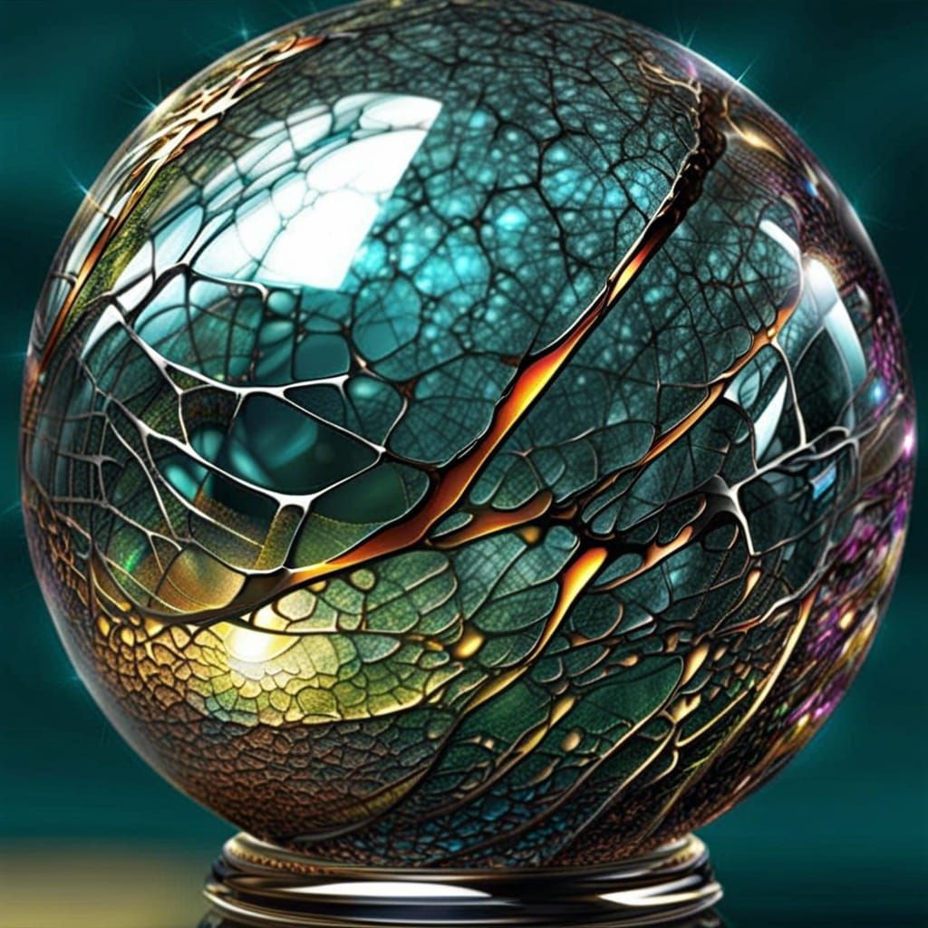 Cracked Glass Sphere in Anime Manga Style