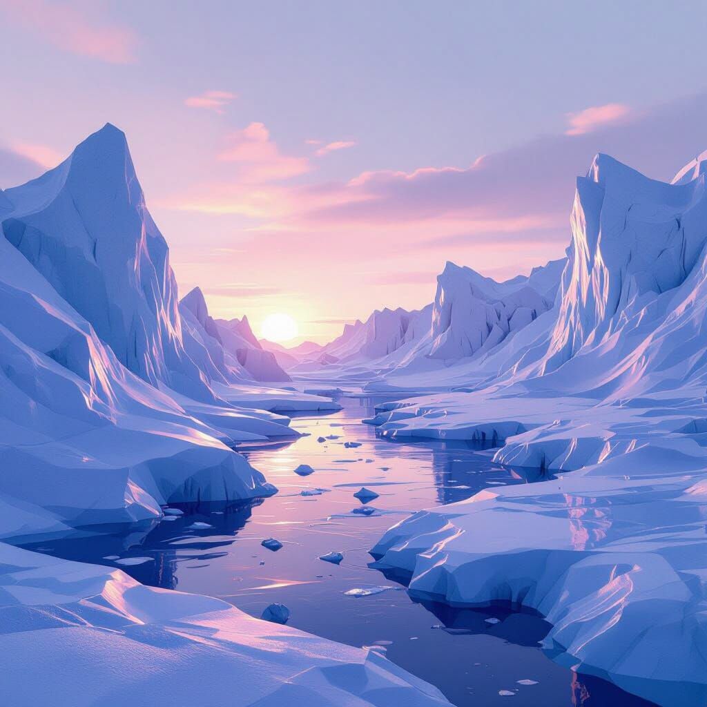 Ethereal Glacial Landscape at Dawn