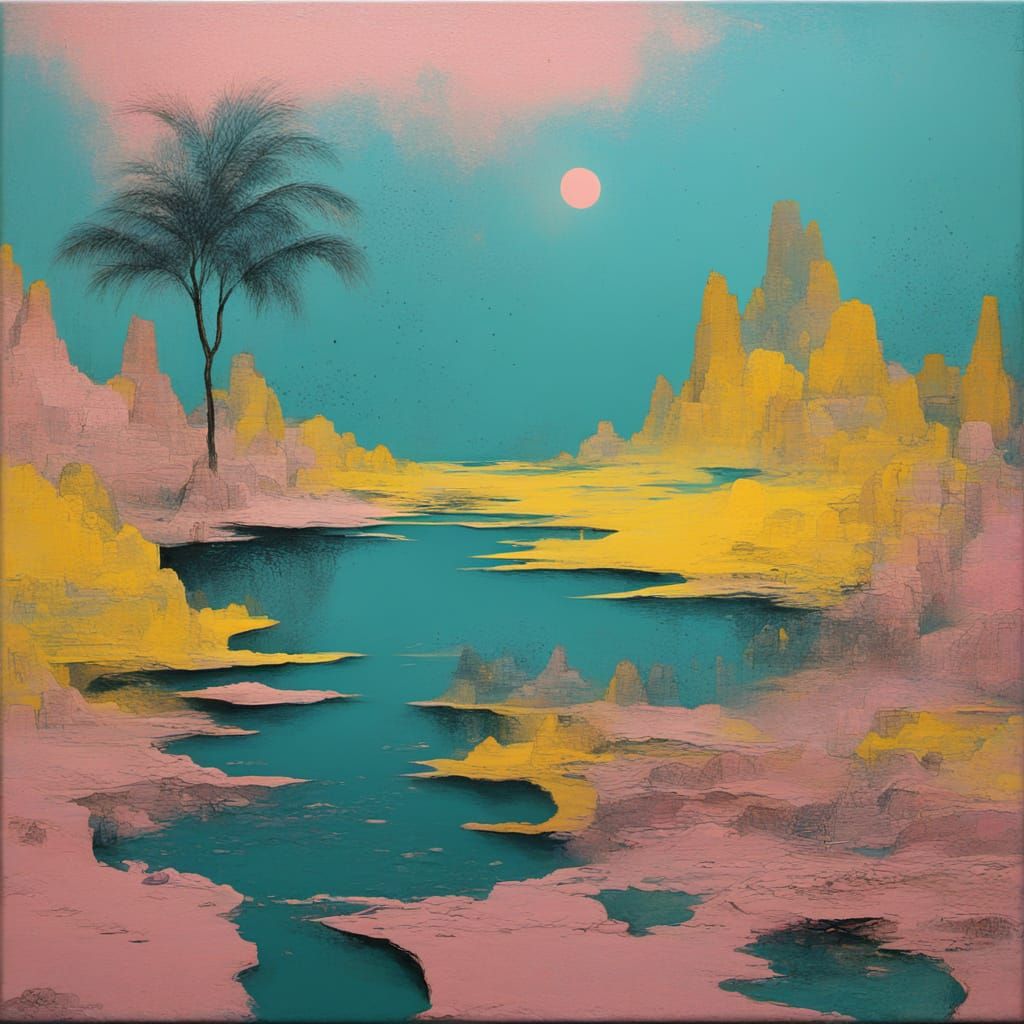 Abstract Surrealism Painting of Carla El Paso at Sundown