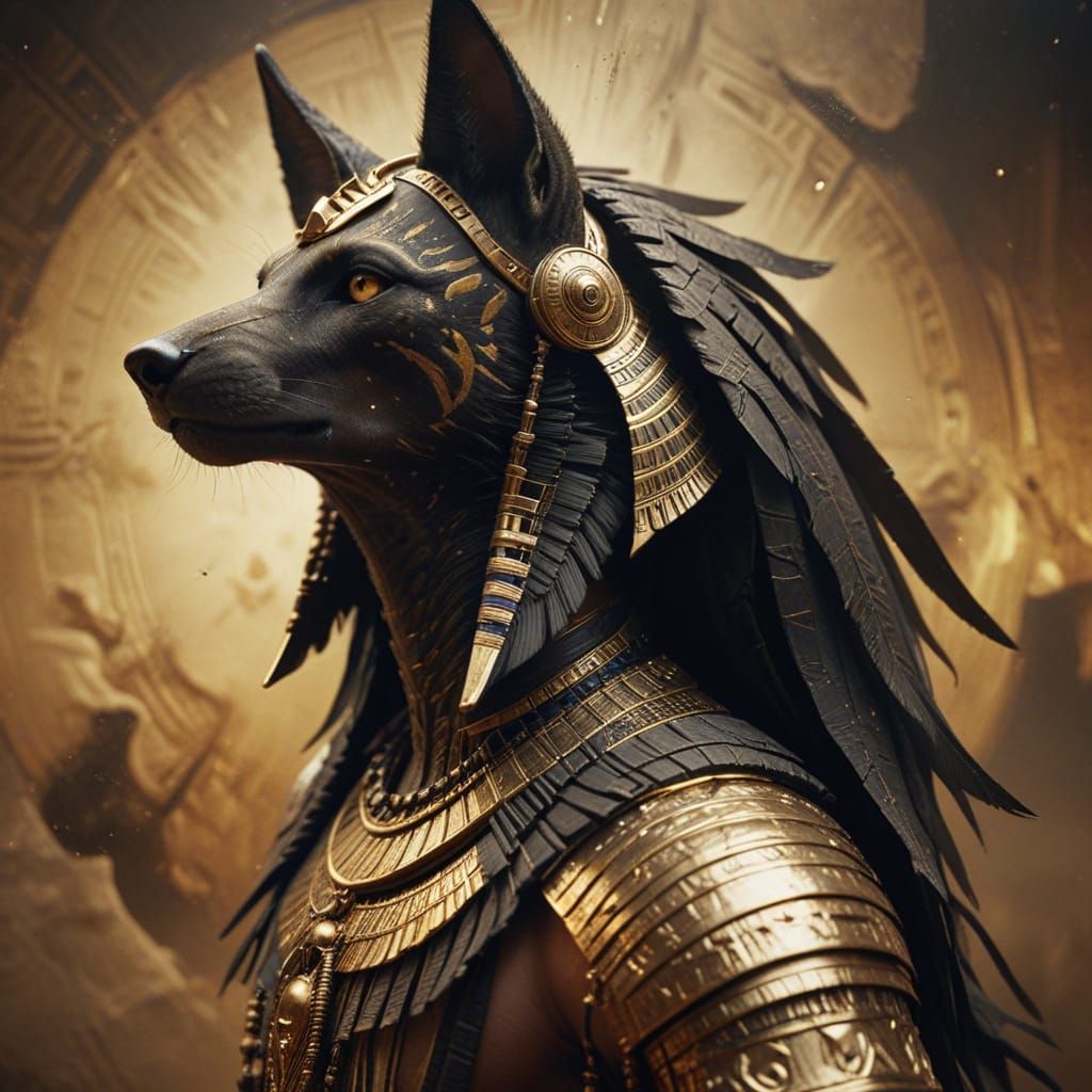 Ancient Egyptian Warrior in Charcoal Hues