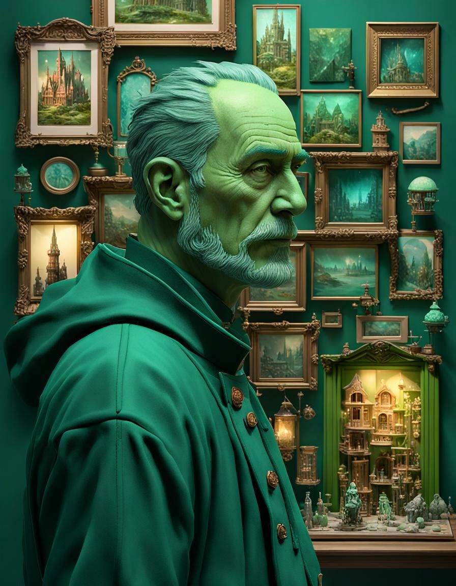 Fairytale Museum Portrait in Green Color Scheme