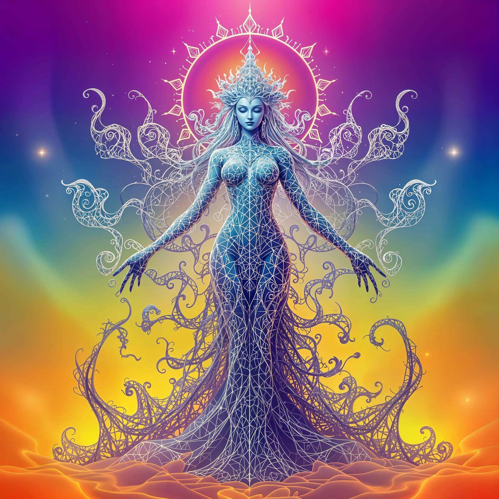 Fractal Goddess in Abstract 3D Shading