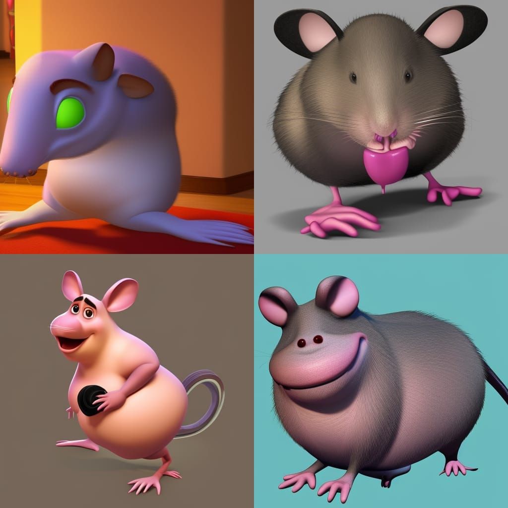 Cartoon Rat Ready for Night Out, 3D Digital Art