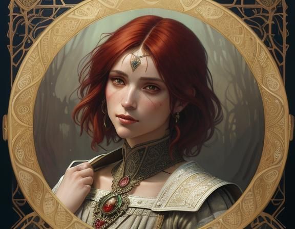 Beautiful Medieval Woman Portrait in Fantasy Art Style