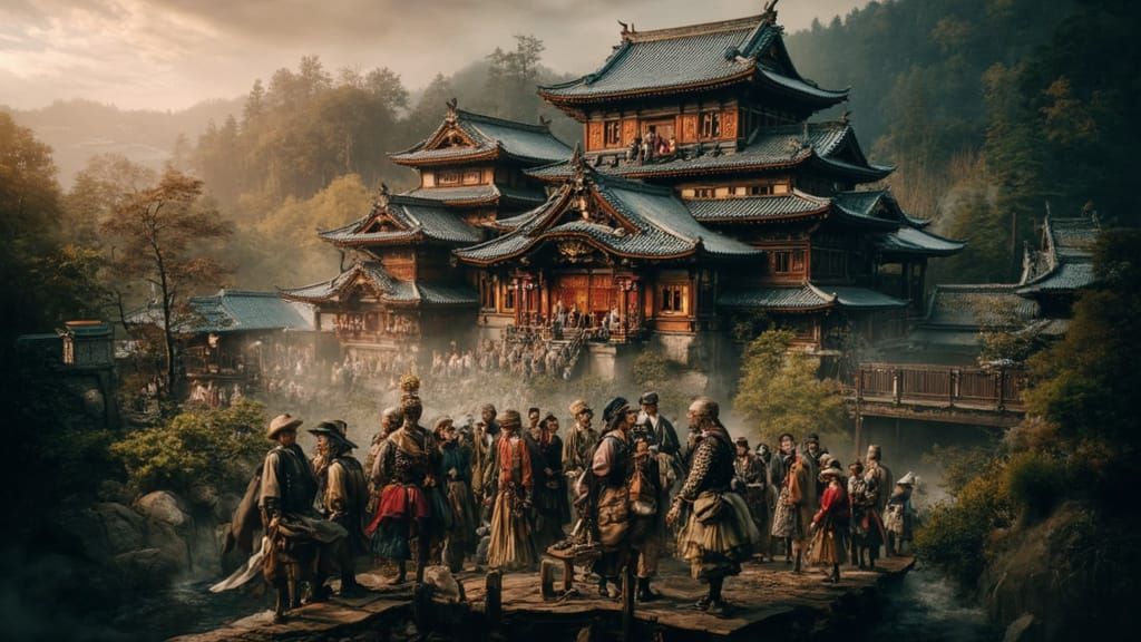 Meiji Restoration Japanese Castle in Fog