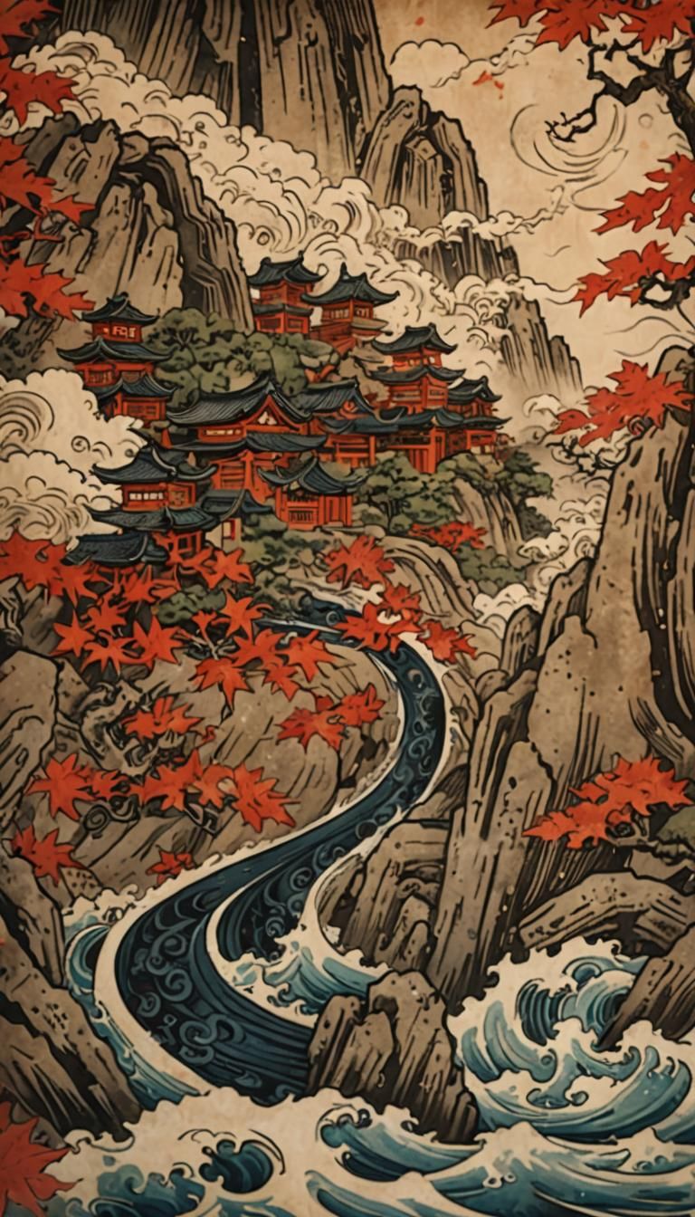 Mythical Creature in Forest: Japanese Tattoo Art