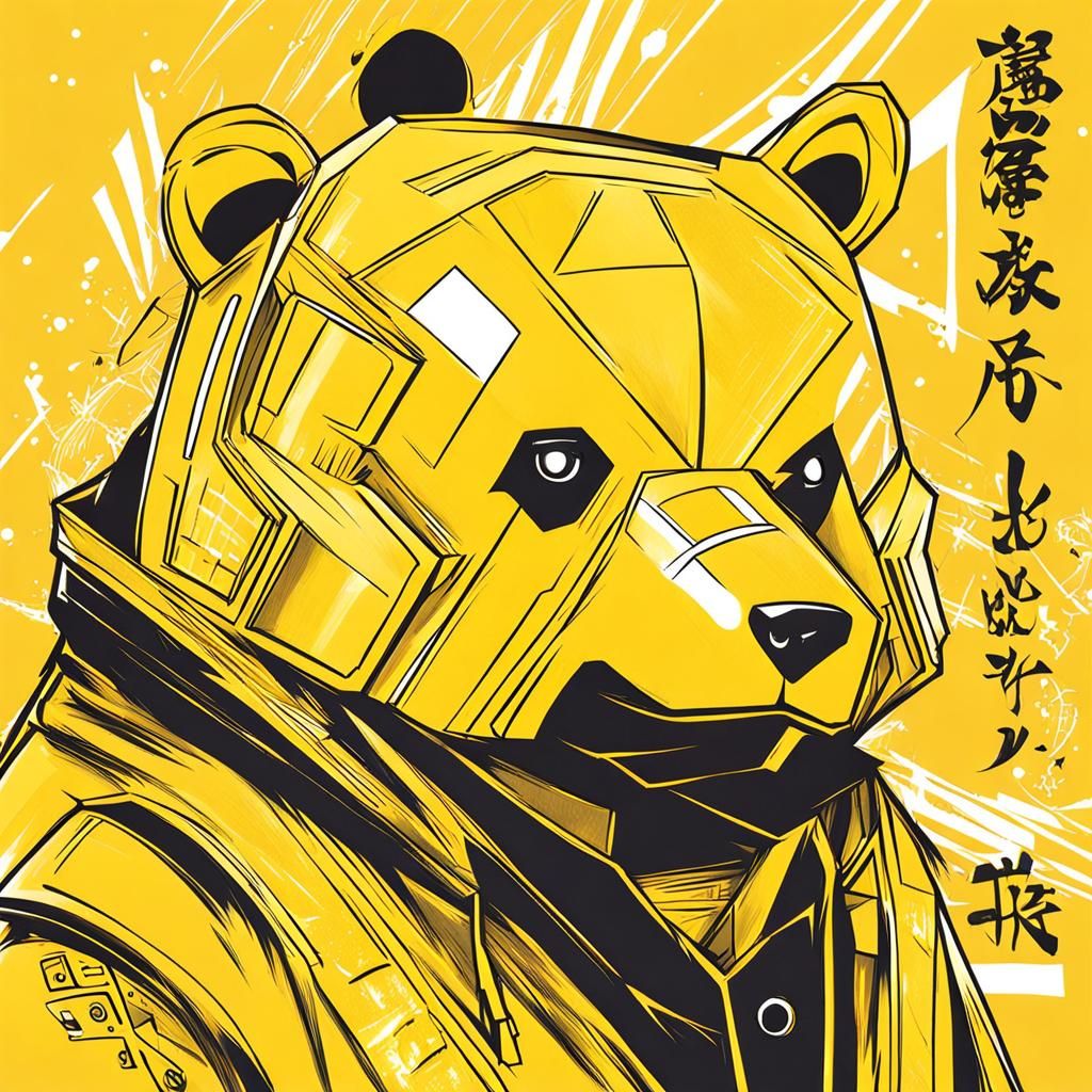 Yellow Bear in Anime Style