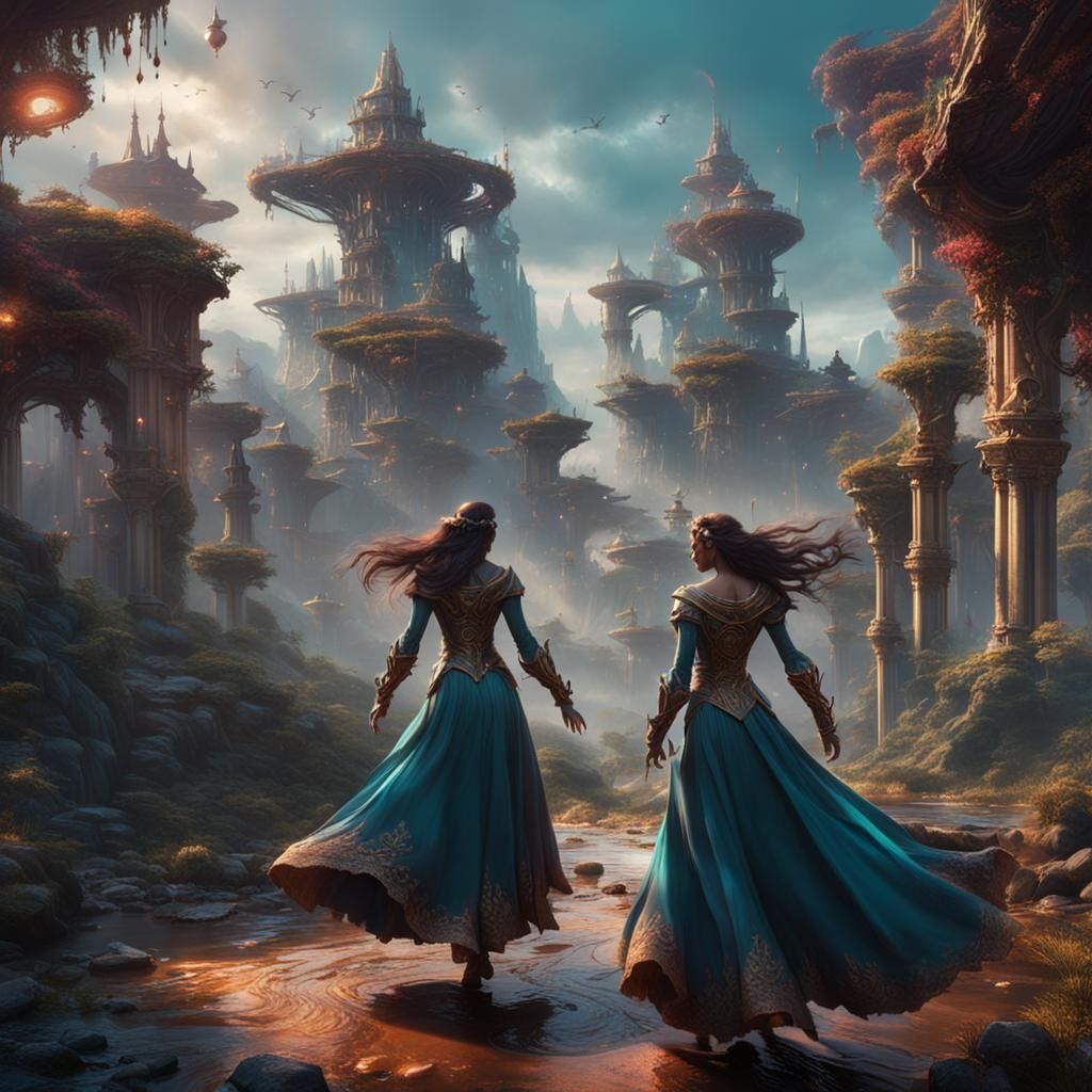 Nude Women Dancing on Planet Zrik: Fantasy Art