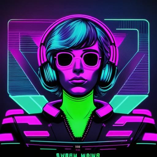 Psychedelic Synthwave Neon Retro Art