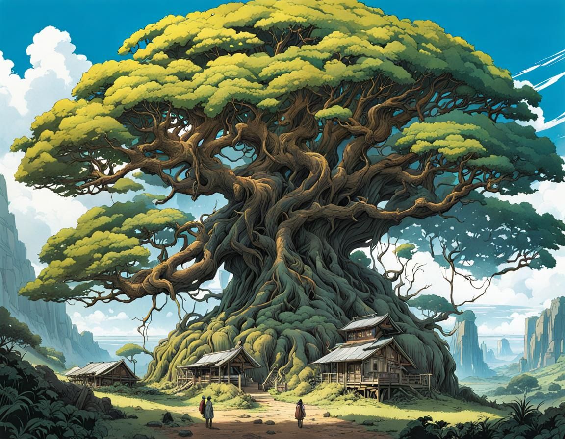 Fantasy Hawaiian Tree of Life in Manga Style