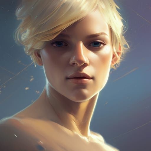 Blond Woman Portrait on Ship, Detailed Digital Art