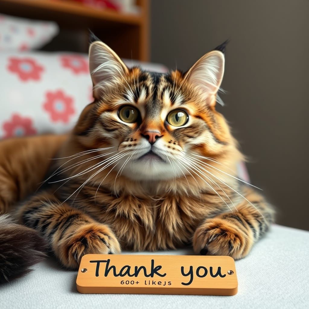 Cat Holding Thank You Sign