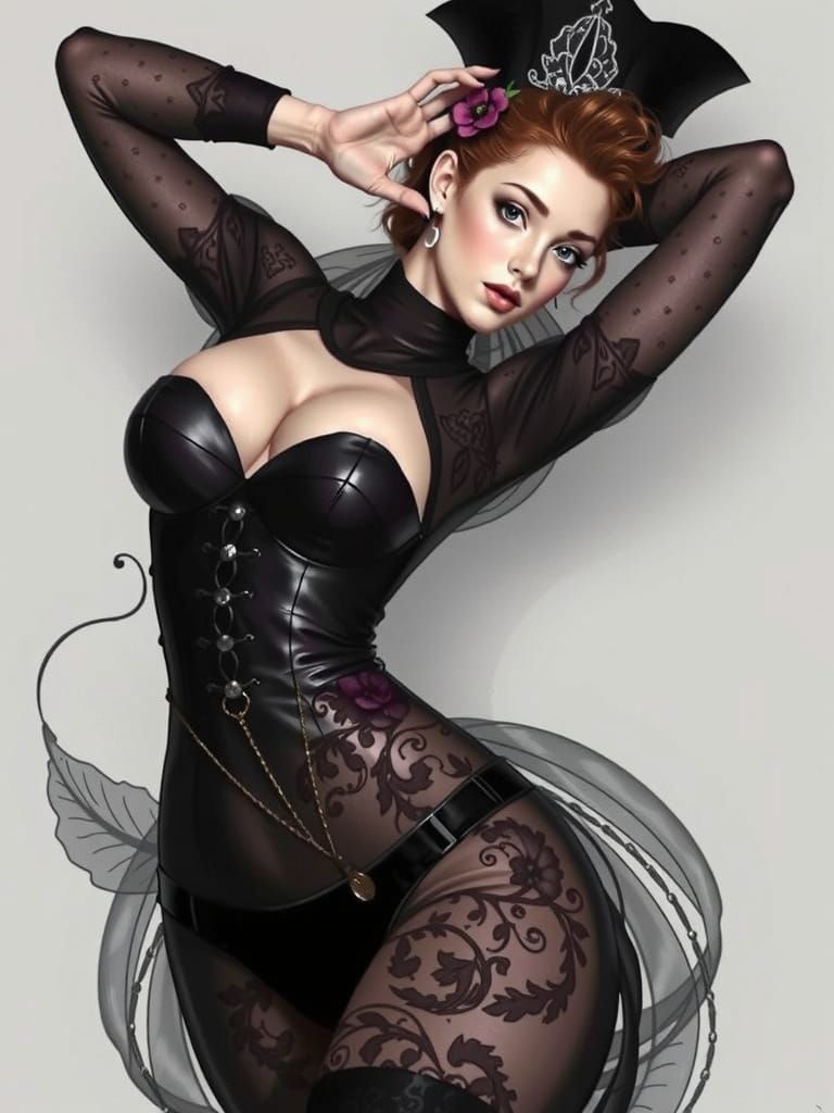 Majestic Redheaded Girl Adorned with Poppies