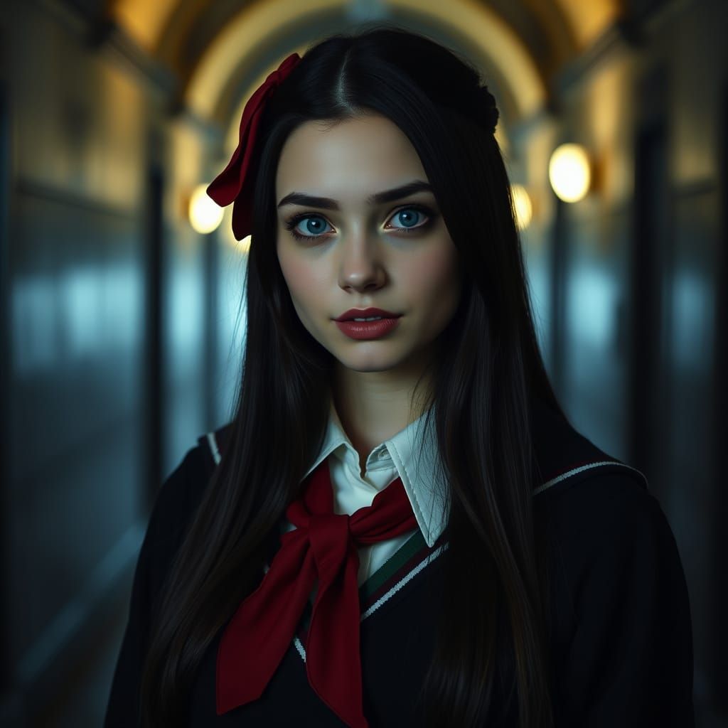 Slytherin Student Portrait in Cinematic Film Style