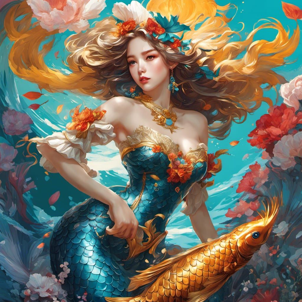 Captivating Mermaid Illustration in Jinhwa Jang Style