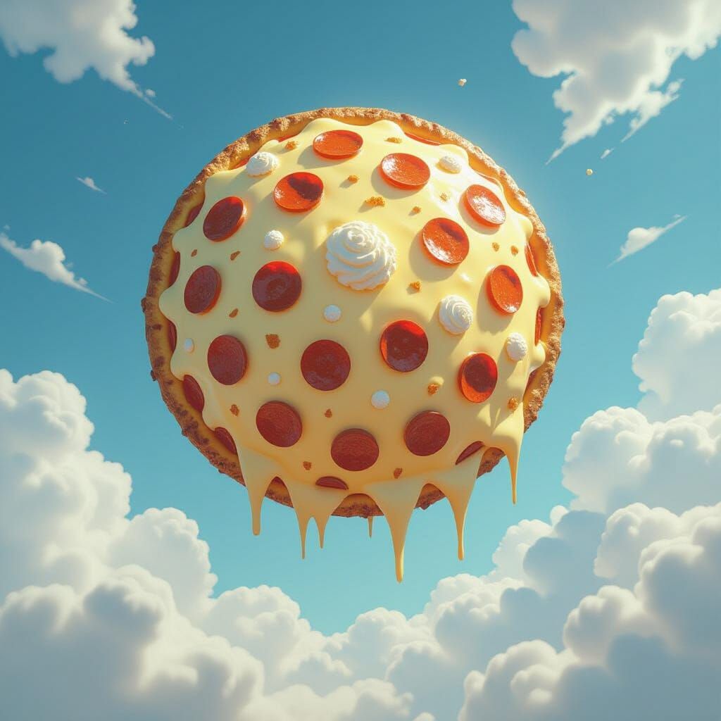 Pizza Moon with Ice Cream Clouds
