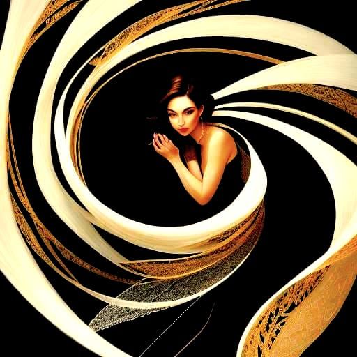 Photorealistic Portrait of Woman Surrounded by Flowers