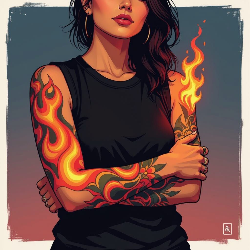 Flame Tattoo Art with Expressive Colors