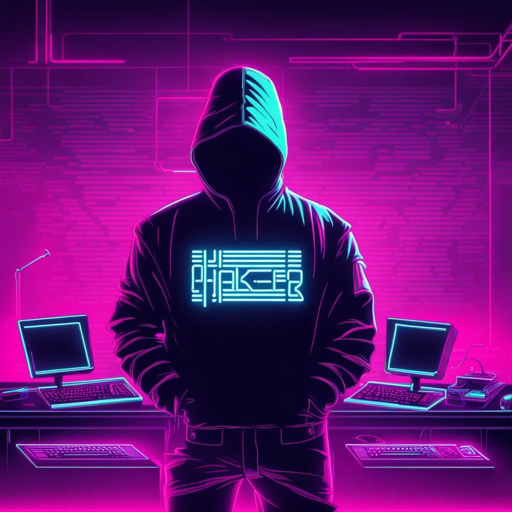 Neon Hacker in Synthwave Retro Style