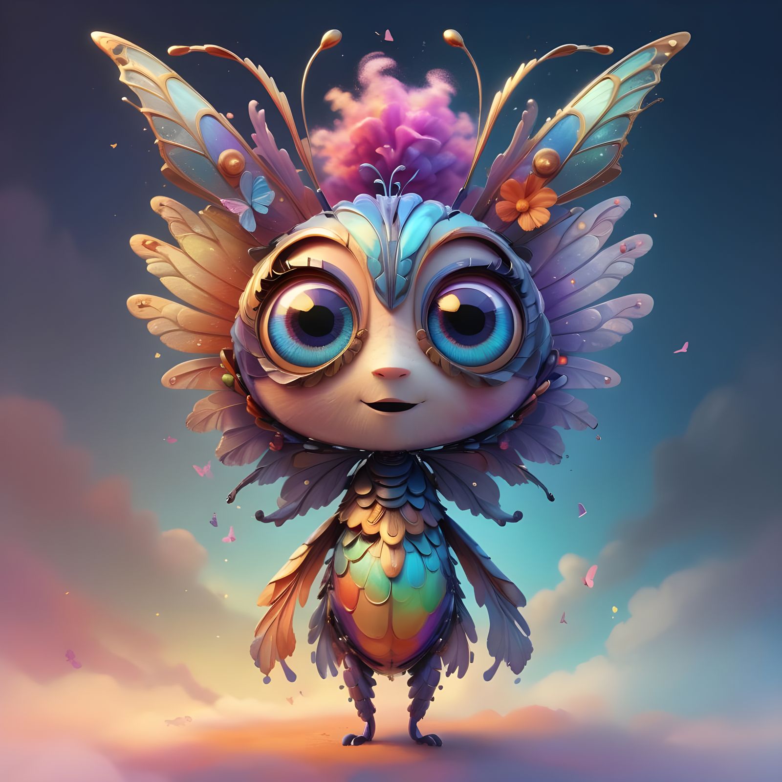 Colorful Butterfly in 3D Digital Art Style