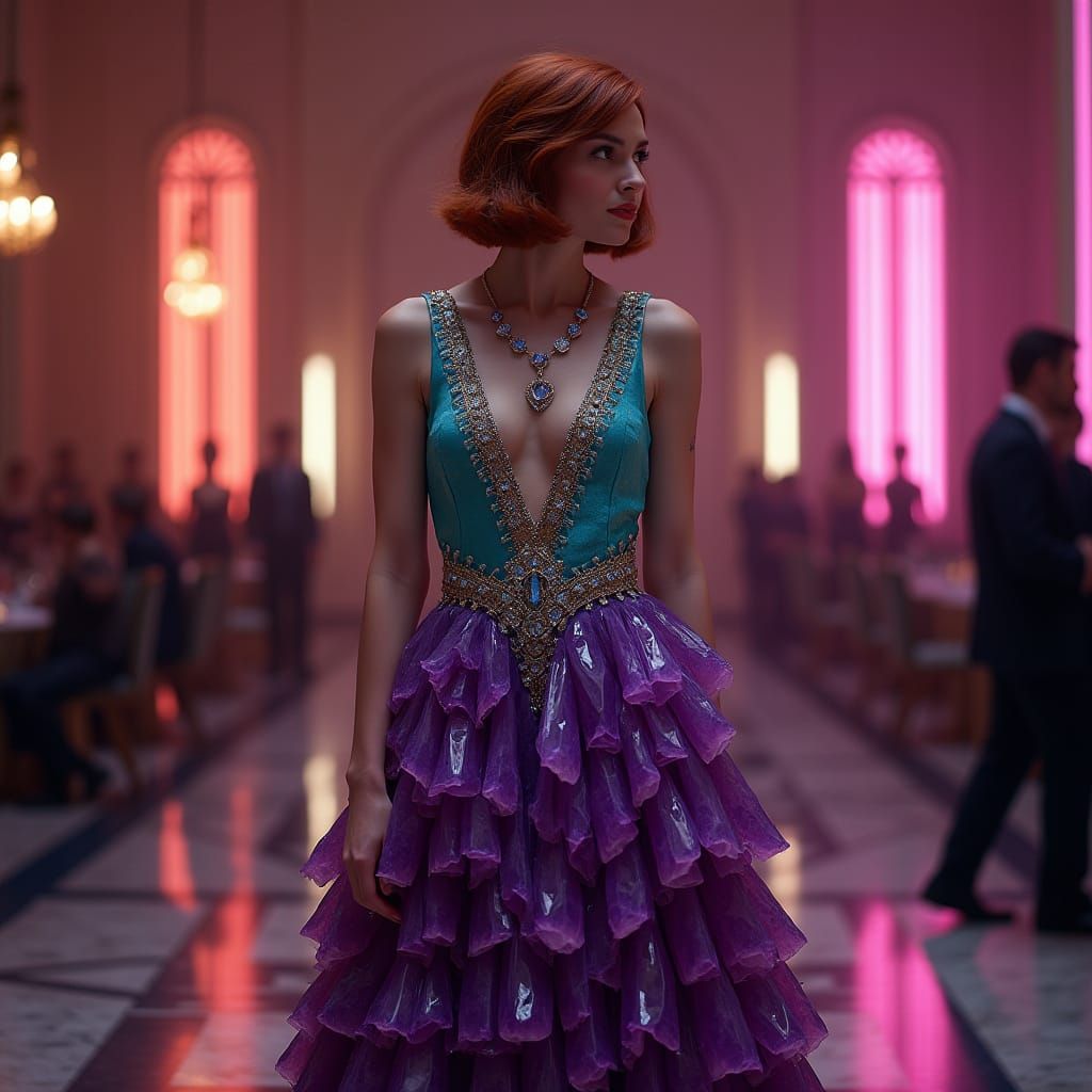 Crystal Geode Dress in Art Nouveau Style