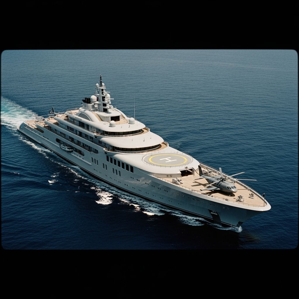 Billionaire's Super Yacht with Dual Helipads in Cinematic St...
