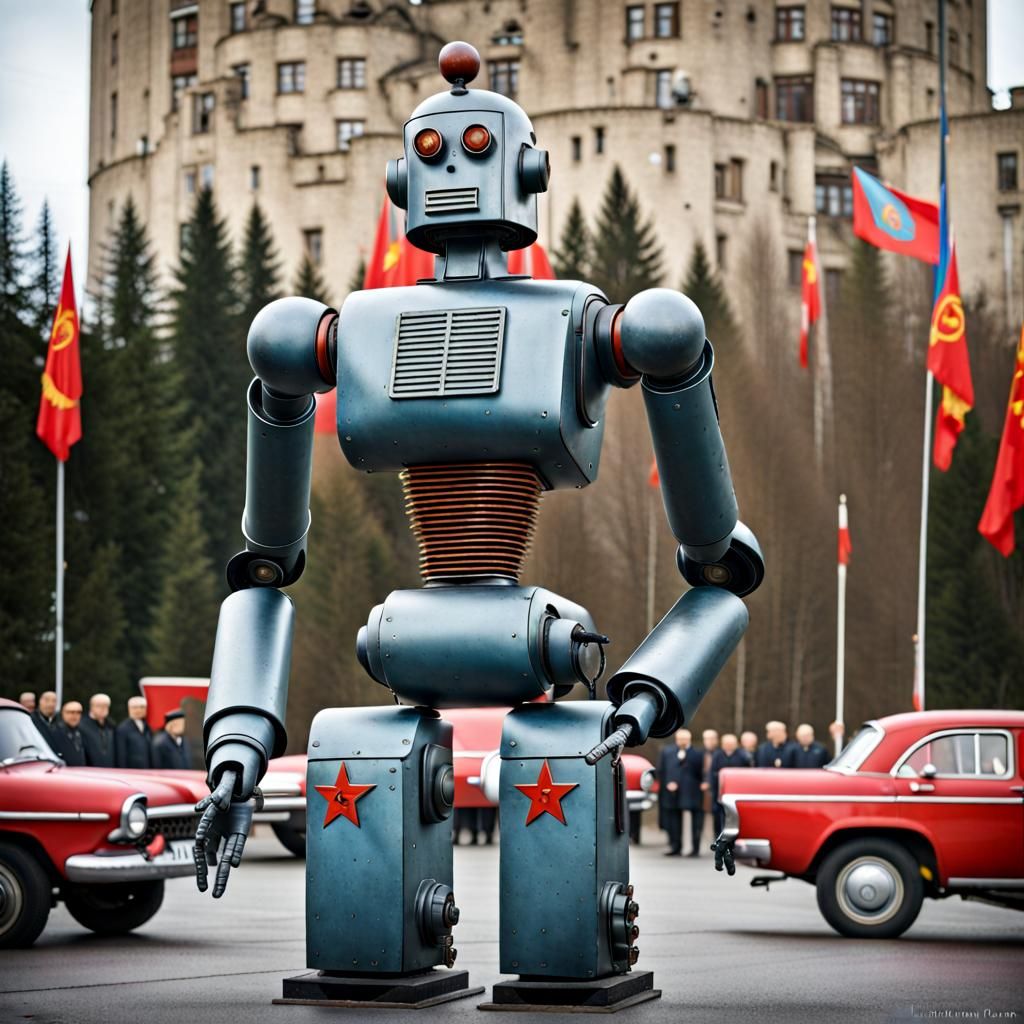 USSR Robot Design in Retro-Futuristic Style