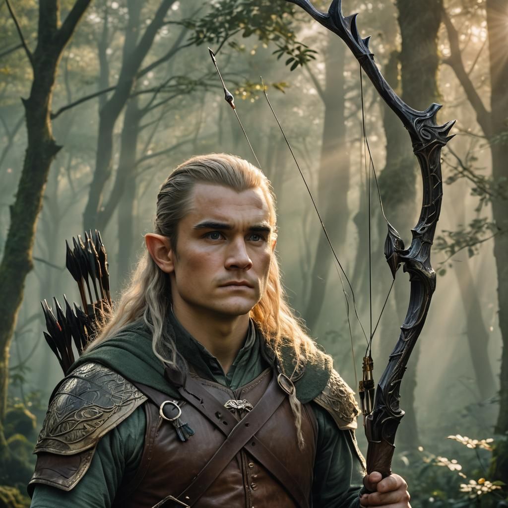Legolas in Misty Forest: A Fantasy Portrait