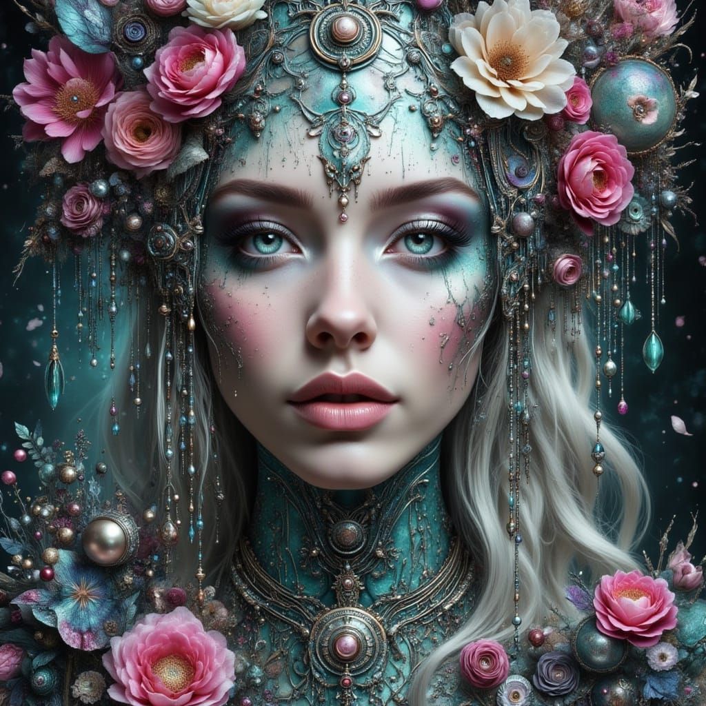 Gothic Android Woman Portrait in Renaissance Style