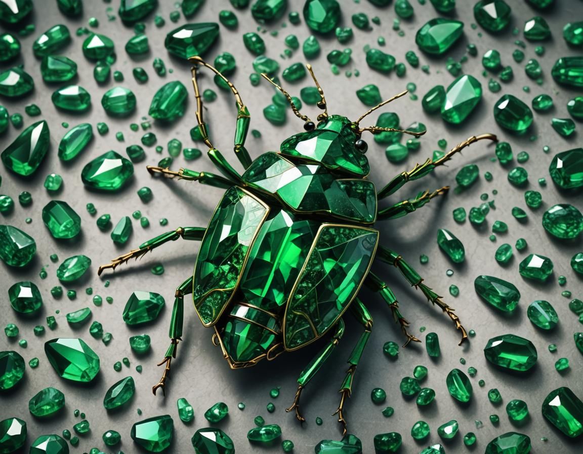 Emerald Gemstone Bug: Hyperrealistic 64MP Image
