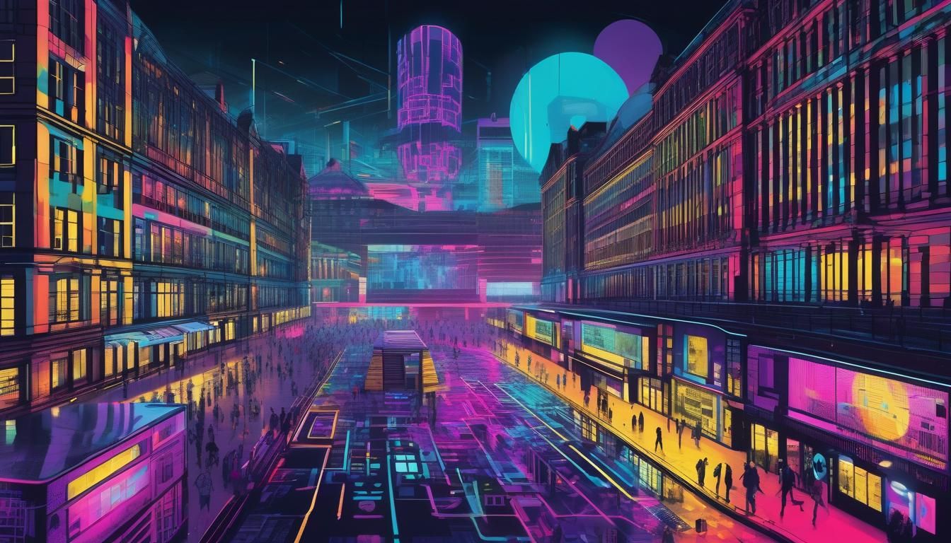 Futuristic Cyberpunk Glasgow Cityscape at Night