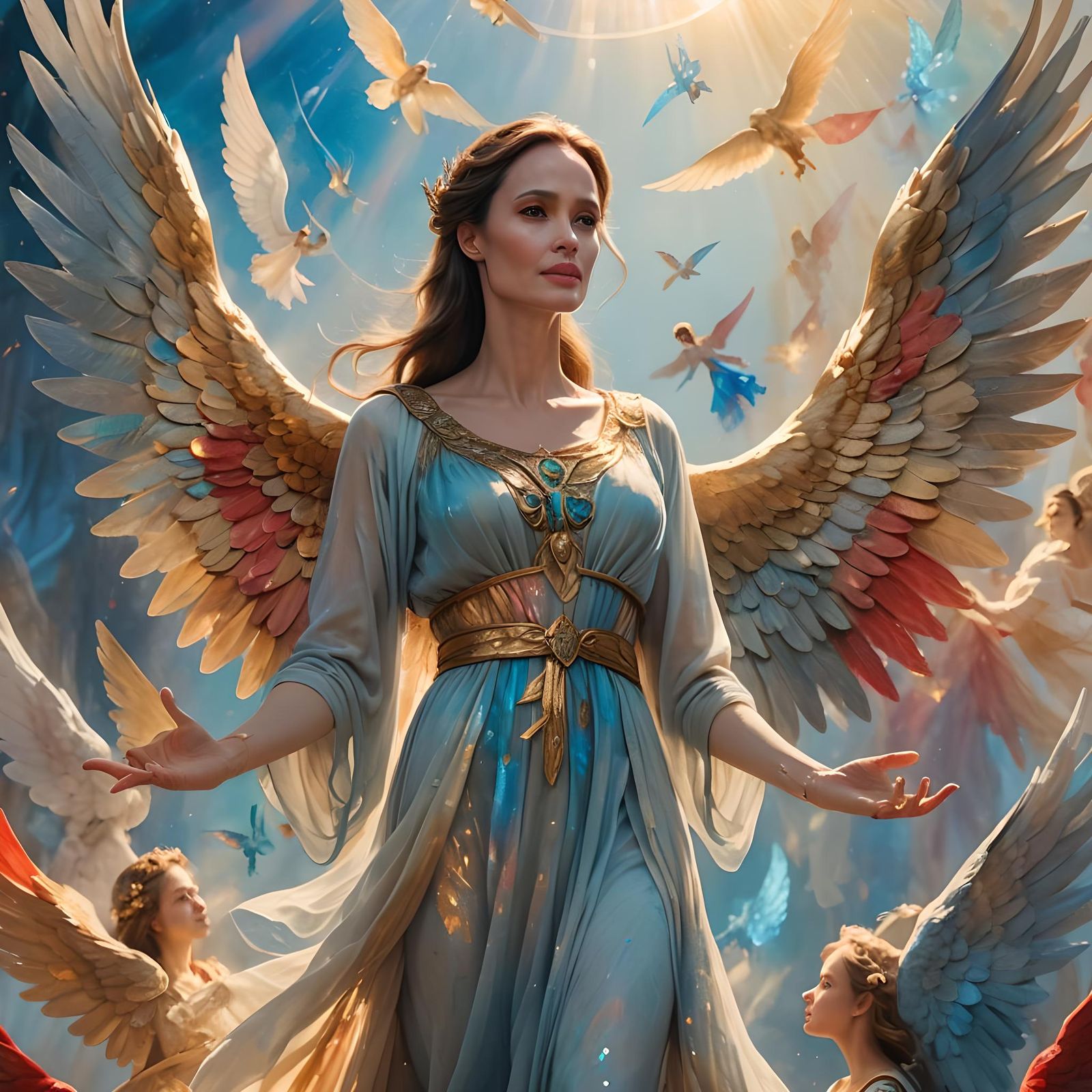 Angelina Jolie in Heaven: Detailed Matte Painting