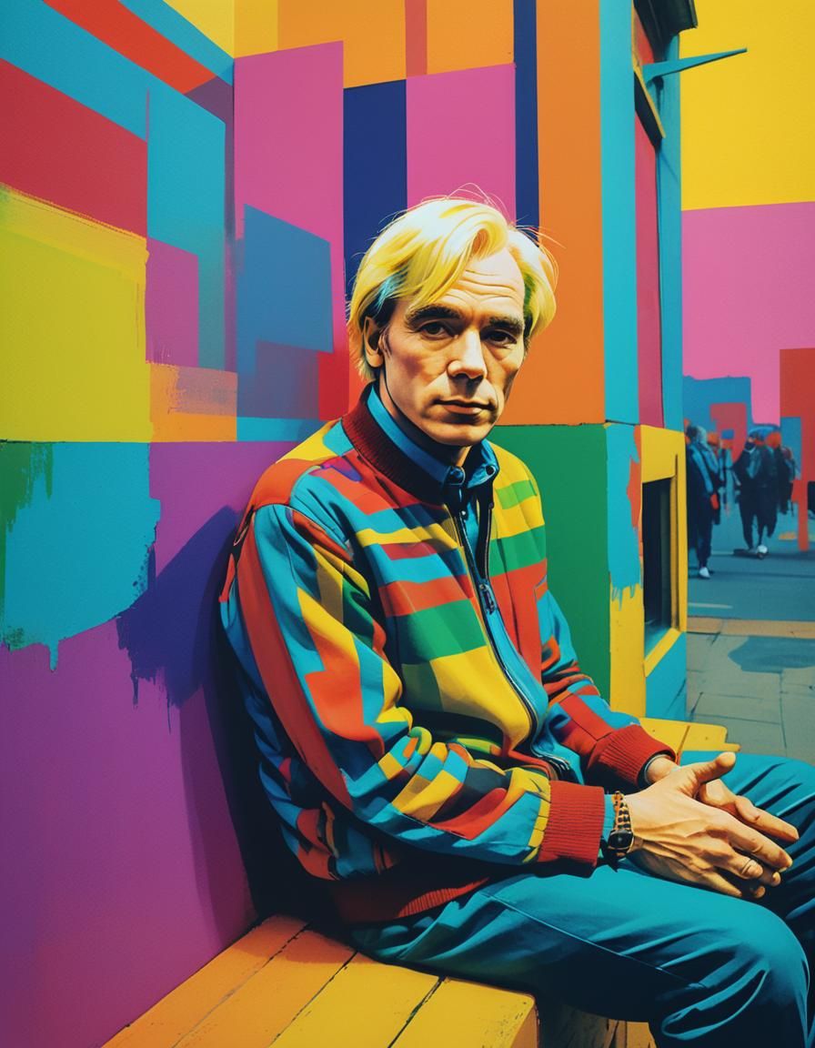 Vibrant Pop Art Portrait of a Serene Man