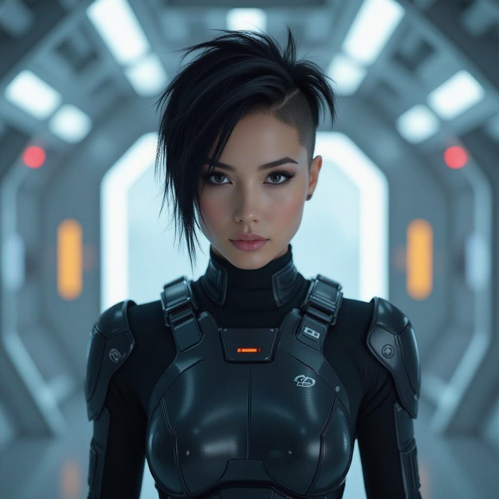 Futuristic Woman in Tactical Suit: Digital Portrait