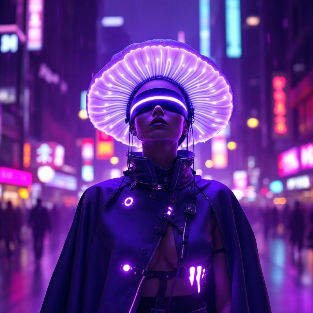 Cyberpunk Catwalk Beauty in High-Fashion Surrealism