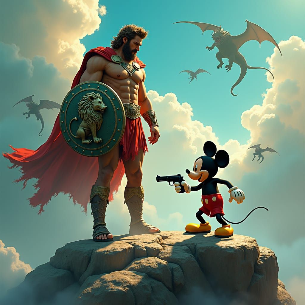 Hercules vs Mickey Mouse: Epic Mountain Showdown