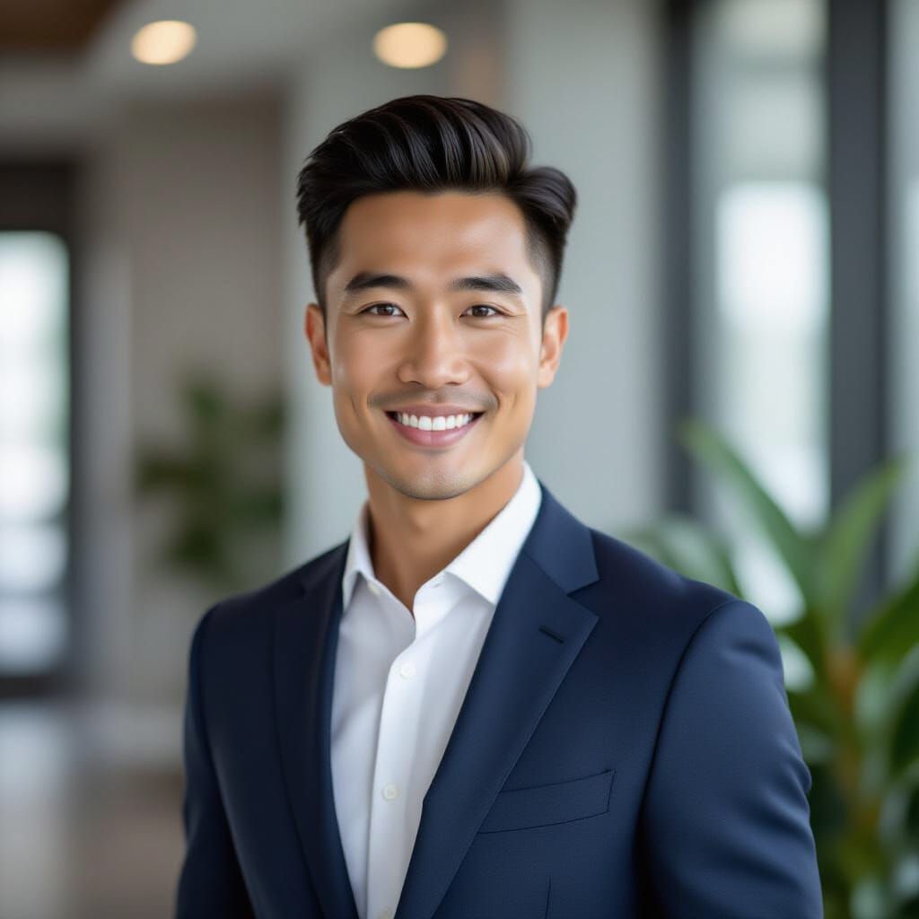 Southeast Asian Businessman in Modern Office Professional He...