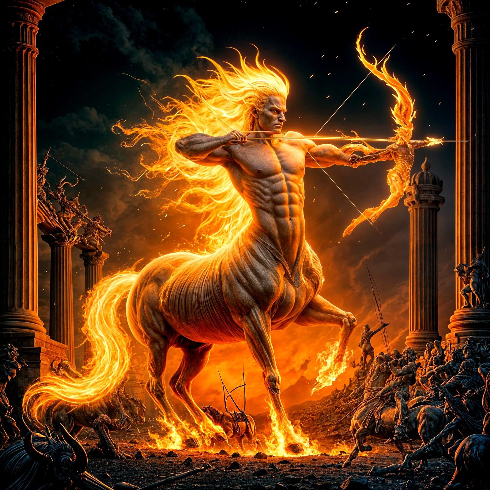 Flaming Centaur Archer in Mythic Battle