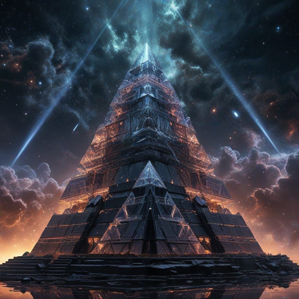 Colossal Crystal Pyramid in Space, Surrealist Style