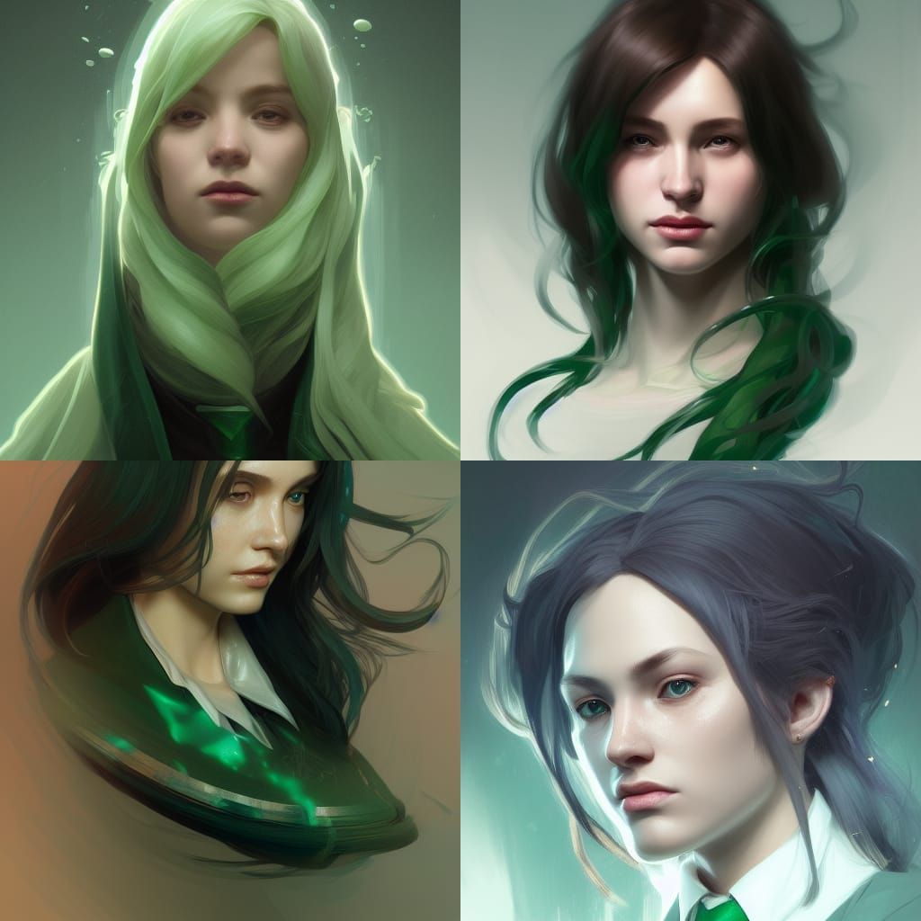 Slytherin Portrait in Hyperdetailed Art Nouveau Style