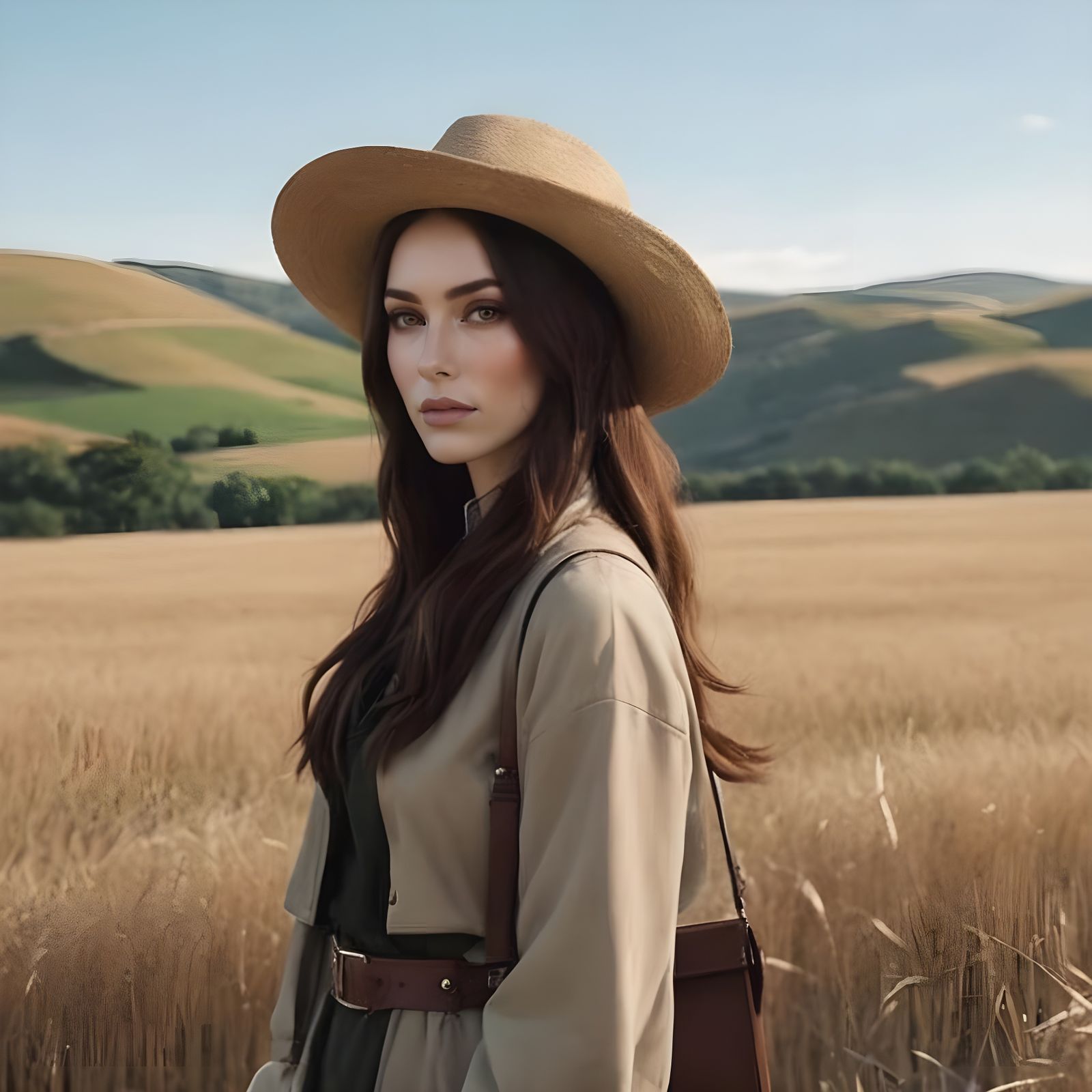 Portrait of Enigmatic Woman with Chestnut Hair