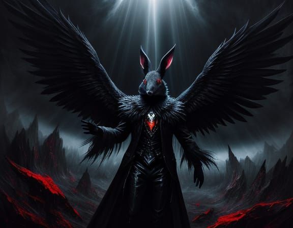 Surreal Rabbit Angel in Cosmic Horror Scene